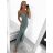 Šaty dlouhé elegantní společenské třpytivé carmen dámské (S/M ONE SIZE) ITALSKÁ MÓDA IMM2251196/DU S/M šedá světlá