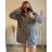 Kabát dlouhý rukáv dámský nadrozměr (3XL/4XL ONE SIZE) ITALSKÁ MODA IM423BEATY/DU 3XL/4XL petrolejová