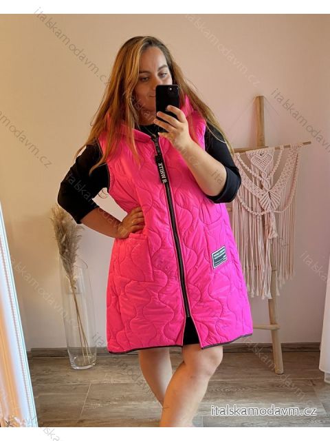 Vesta šusťáková s kapucňou dámska nadrozměr (3XL/4XL ONE SIZE) TALIANSKA MODA IM423ALEXA