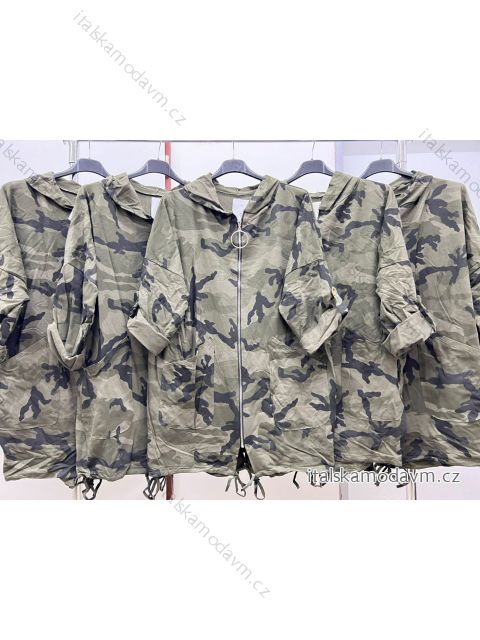 Mikina oversize na zip s kapucí dlouhý rukáv dámská nadrozměr (2XL/3XL ONE SIZE) ITALSKÁ MÓDA IM423573