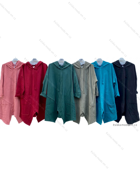 Šaty mikinové dlhý rukáv dámske nadrozmer (XL/2XL ONE SIZE) TALIANSKA MÓDA IMD23596