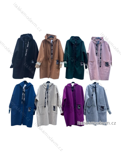 Kabát jesenný dlhý rukáv dámsky nadrozmer (2XL/3XLONE SIZE) TALIANSKA MÓDA IMD23645
