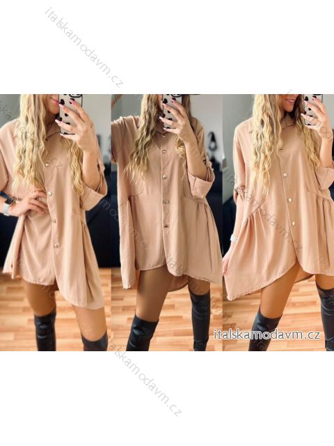 Šaty košeľové oversize dlhý rukáv dámske nadrozmer (M/L/XL/2XL ONE SIZE) TALIANSKA MÓDA IMD20496