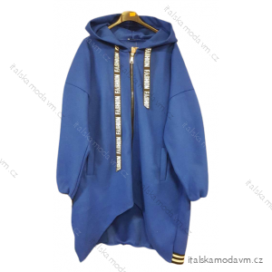 Kabát flaušový so zipsom s kapucňou dámska nadrozmer (L/XL ONE SIZE) TALIANSKA MÓDA IM422847/DU