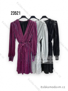 Šaty spoločenské trblietavé dlhý rukáv dámske (S/M ONE SIZE) TALIANSKA MÓDA IMPHD2323521