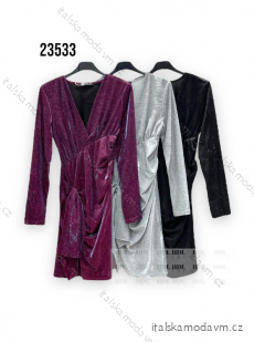 Šaty spoločenské trblietavé dlhý rukáv dámske (S/M ONE SIZE) TALIANSKA MÓDA IMPHD2323533