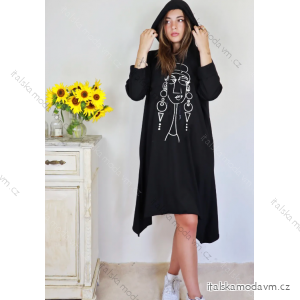 Šaty mikinové s kapucňou dlhý rukáv dámske (S/M ONE SIZE) TALIANSKA MÓDA IMPLI2301205