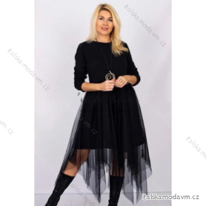 Šaty s tylovou sukňou dlhý rukáv dámske (S/M ONE SIZE) TALIANSKA MÓDA IMPLI2320701