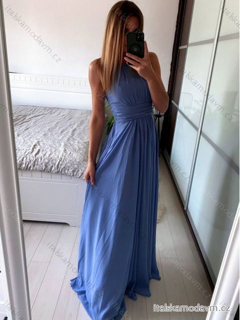 Šaty elegantné bez rukávov dlhé plesové dámske (S/M ONE SIZE) TALIANSKA MÓDA IMM22ZQL-60025/DU   fialová   S/M