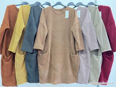 Šaty pletené alá sveter predĺžený dlhý rukáv dámske nadrozmer (XL/2XL ONE SIZE) TALIANSKA MÓDA IM423676