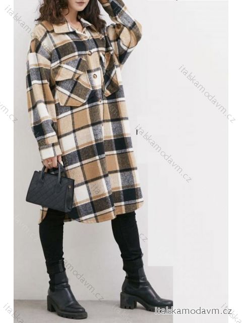 Kabát flanelový dlhý rukáv dámsky (S/M/L ONE SIZE) TALIANSKA MÓDA IMD23746