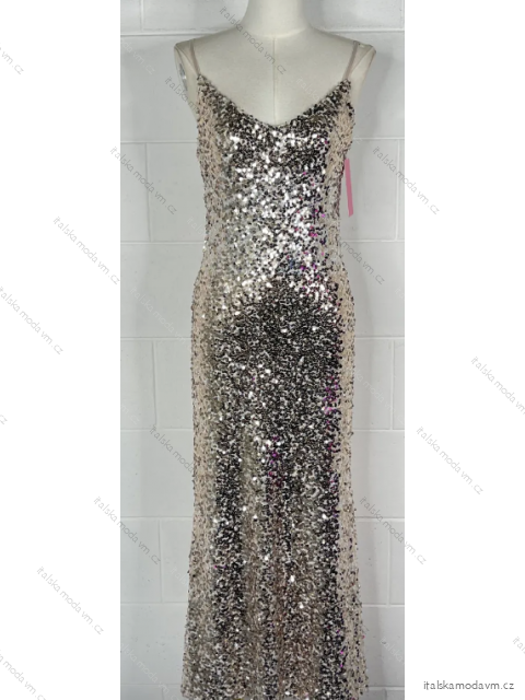 Šaty dlhé elegantné trblietavé s flitrami na ramienka dámske (S/M ONE SIZE) TALIANSKA MÓDA IMPBB23O6509