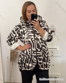 Mikina na zips s kapucňou dlhý rukáv dámska nadrozmer (2XL/3XL/4XL ONE SIZE) TALIANSKA MóDA IM423HENNA-2/DR