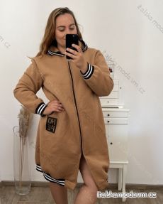Kabát na zips s kapucňou dlhý rukáv dámska nadrozmer (2XL/3XL ONE SIZE) TALIANSKA MÓDA IM423HOPA
