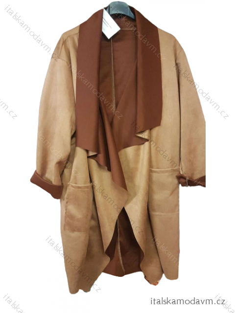 Sako prodlžené broušená koženka dámský (uni M/L) ITALSKá MóDA IMWMS2311290/DU hnedá M / L