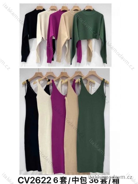 Šaty so svetrom úpletové elegantné na ramienka dámske (S/M ONE SIZE) MB2123CV2622/DUR