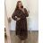 Šaty dlhé šifónové dlhý rukáv dámske nadrozmer (3XL/4XL ONE SIZE) TALIANSKA MÓDA IMWEC23ITALY/DU 3XL / 4XL hnedá