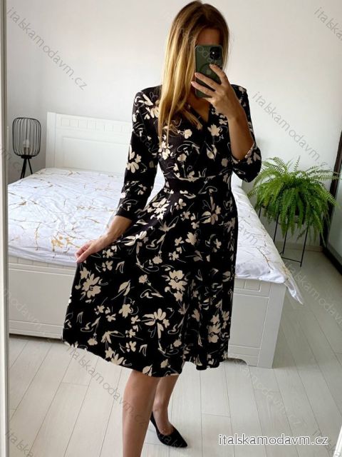 Šaty elegantní dlouhý rukáv dámská (S/M ONE SIZE) ITALSKÁ MÓDA IMM23M6062A-3/DU S/M čierna