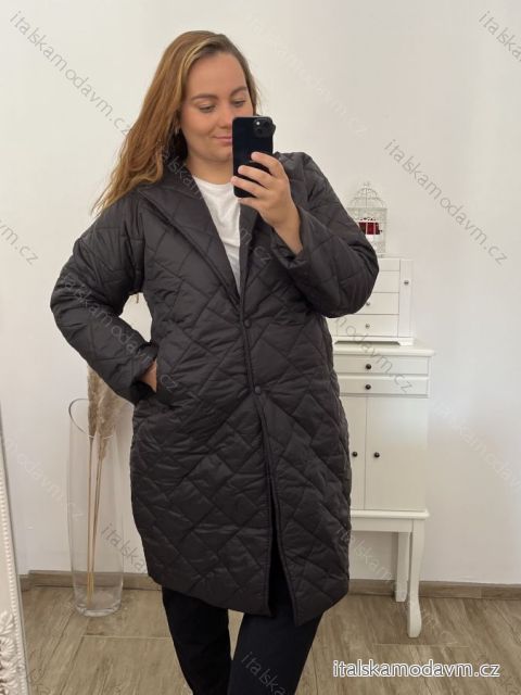 Bunda kabát prošívaný dlhý rukáv dámska nadrozmer (2XL/3XL ONE SIZE) TALIANSKA MÓDA IMWCT233519 čierna 2LX/3XL