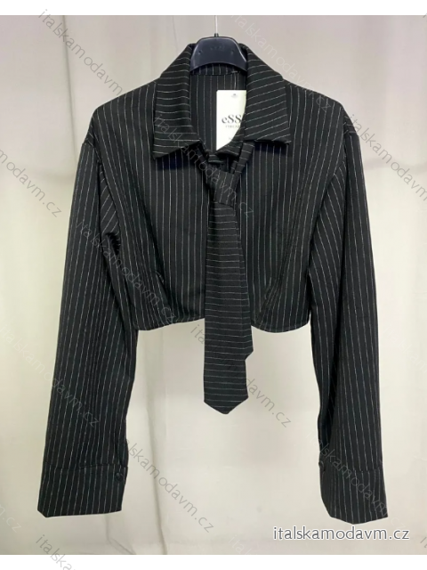 Košeľa s kravatou dlhý rukáv dámska prúžok (S/M ONE SIZE) TALIANSKA MÓDA IMPLP2336720011