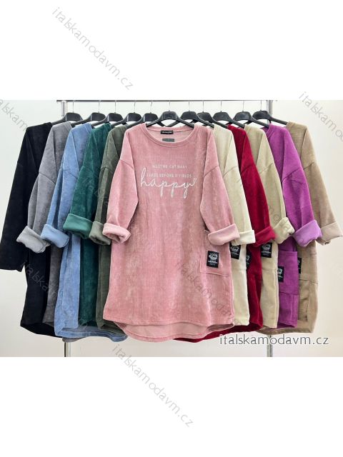 Šaty dlouhý rukáv dámské nadrozměr (2XL/3XL/4XL ONE SIZE) ITALSKÁ MÓDA IM423692