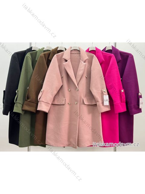 Kabát na knoflíky dlhý rukáv dámska nadrozmer (2XL/3XL ONE SIZE) TALIANSKA MÓDA IM423721