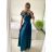 Šaty dlouhé společenské krátký rukáv dámské (S/M ONE SIZE) ITALSKá MODA IM323125/DU S/M královská modrá