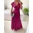 Šaty dlouhé společenské krátký rukáv dámské (S/M ONE SIZE) ITALSKá MODA IM323125/DU S/M královská modrá