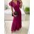 Šaty dlouhé společenské krátký rukáv dámské (S/M ONE SIZE) ITALSKá MODA IM323125/DU S/M královská modrá