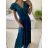 Šaty dlouhé společenské krátký rukáv dámské (S/M ONE SIZE) ITALSKá MODA IM323125/DU S/M královská modrá