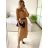 Šaty košeľové s opaskom dlhý rukáv dámske (S/M ONE SIZE) TALIANSKA MÓDA IMPBB22E9511/DUR   hnedá   S/M