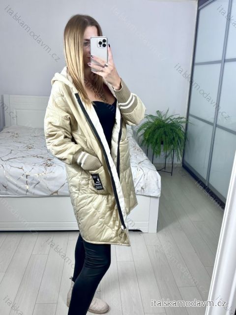 Bunda prošívaná s kapucí dámská nadrozměr (XL/2XL ONE SIZE) ITALSKá MóDA IMC23436/DUR XL/2XL béžová