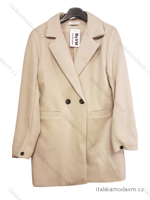 Kabát flaušový dlhý dámsky (S-XL) TALIANSKA MÓDA IMD221107-2/DU béžová L