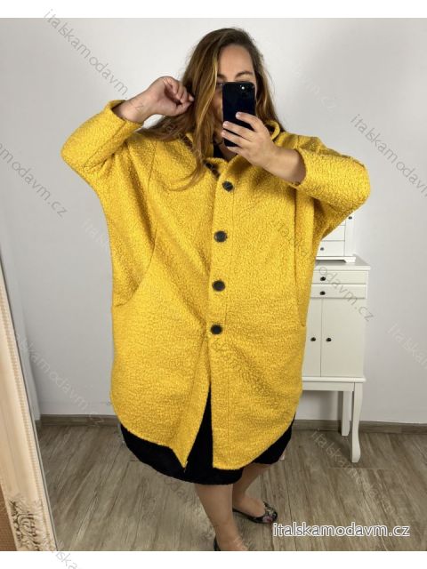 Kabát s kapucí teplý dámský nadrozměr (4XL/5XL ONE SIZE ) Italská móda IM823BELLA/DU 4XL/5XL Žlutá