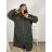 Kabát beránek dlouhý rukáv dámský nadrozměr (3XL/4XL ONE SIZE) ITALSKÁ MÓDA IMD22748/DUR Šedá melír 3XL/4XL