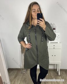 Mikina dlouhá oversize na zips s kapucňou dlhý rukáv dámska nadrozmer (2XL/3XL/4XL ONE SIZE) TALIANSKA MÓDA IM423574/DU