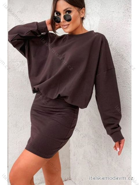 Šaty teplé voľnočasové dlhý rukáv dámske (S/M ONE SIZE) TALIANSKA MÓDA IMD23767/DU