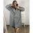 Kabát flaušový dlouhý rukáv dámský nadrozměr (3XL/4XL ONE SIZE) ITALSKÁ MÓDA IMD23MILANO/DU 3XL / 4XL smaragdová