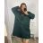 Kabát flaušový dlouhý rukáv dámský nadrozměr (3XL/4XL ONE SIZE) ITALSKÁ MÓDA IMD23MILANO/DU 3XL / 4XL smaragdová