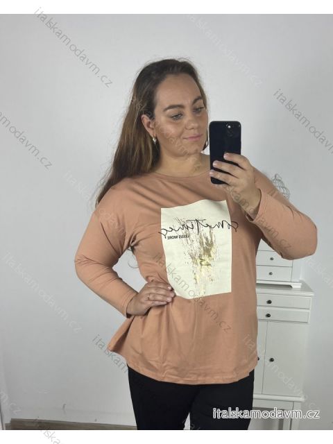 Tričko dlhý rukáv dámske nadrozmer (3XL/4XL ONE SIZE) TURECKÁ MÓDA TMAA233967/DR 3XL / 4XL staroružová