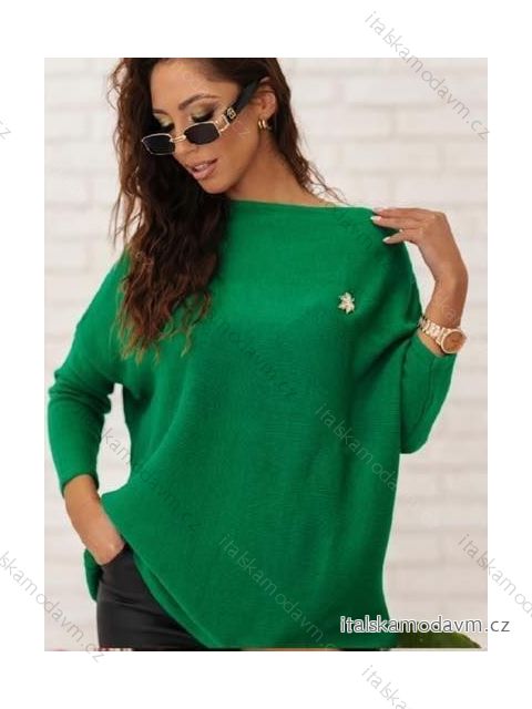 Svetr oversize dlouhý rukáv dámský nadrozměr (2XL/3XL ONE SIZE) POLSKÁ MÓDA PMWM23510/DR 2XL/3XL zelená