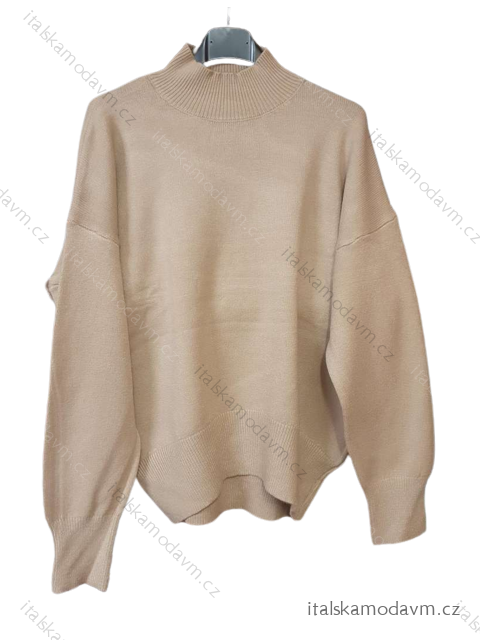 Sveter oversize s rolákom dlhý rukáv dámske (M/L ONE SIZE) FRANCÚZSKA MÓDA FMWT23DT55559 hnedá M / L