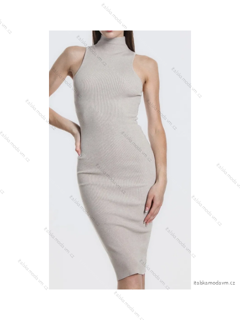 Šaty dlhé úpletové s rolákom bez rukávu dámske (S/M ONE SIZE) TALIANSKA MÓDA IMPBB23Z9072