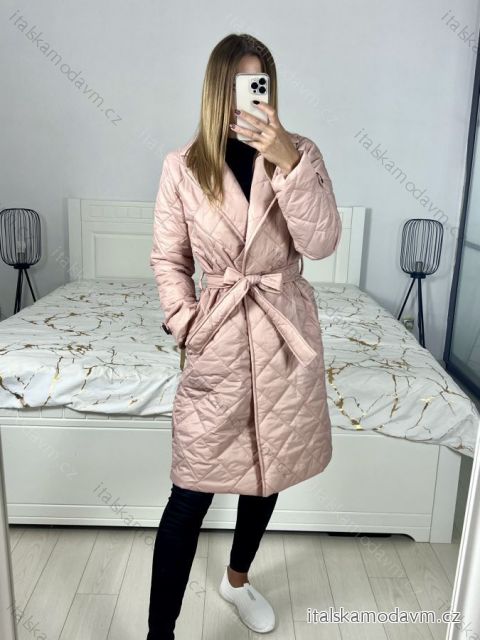 Kabát prošívaný dlouhý rukáv dámský (S/M ONE SIZE) ITALSKÁ MÓDA IMWAA233775/DU S/M světle růžová