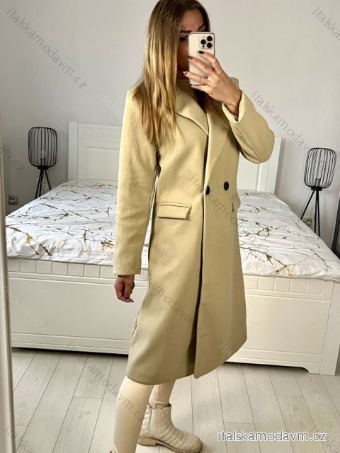 Kabát flaušový dlouhý dámský (S-XL) ITALSKÁ MÓDA IMD22901-5/DU béžová L
