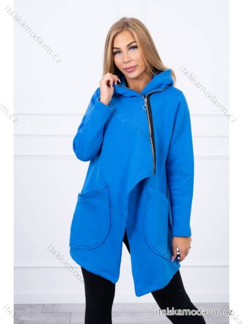 Zateplená mikina s asymetrickým zipsom, chrpa modrá