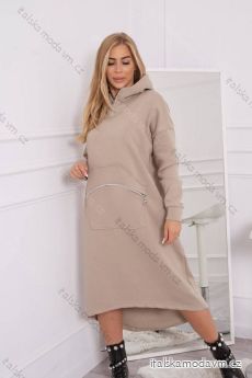Béžové zateplené šaty s kapucňou