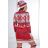 Vianočný set 1002 sveter + čiapka + červené podkolienky