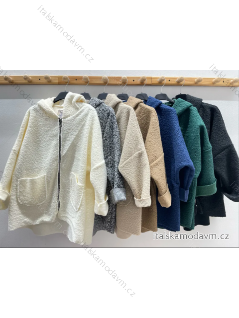 Kabát beránkový dlouhý rukáv dámský (S/M ONE SIZE) ITALSKÁ MÓDA IMPDY23LY19613