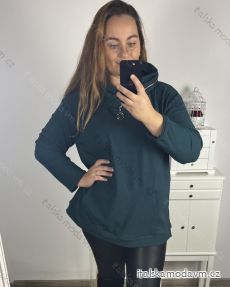 Mikina oversize teplá s kapucňou dlhý rukáv dámska nadrozmer (3XL/4XL ONE SIZE) TALIANSKA MÓDA IM423ZIPA